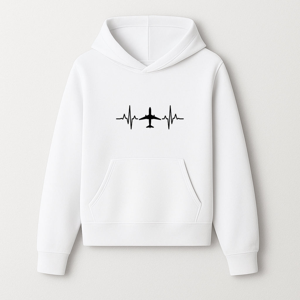 Airplane and Heartbeat Graphic Art Print - Aviation Lover Wall Decor for Travelers and Pilots - Hoodie 1758254647141.jpg