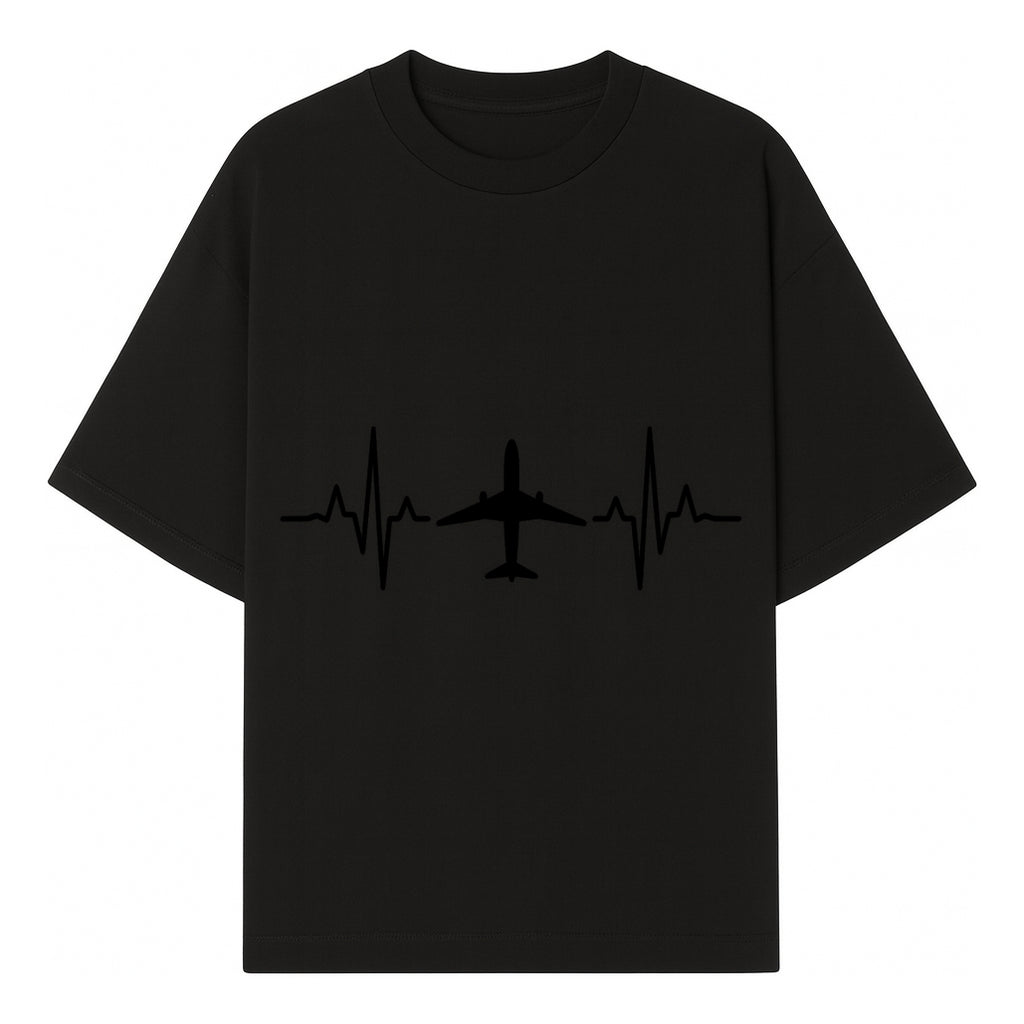 Airplane and Heartbeat Graphic Art Print - Aviation Lover Wall Decor for Travelers and Pilots - T-shirt 1758254648776.jpg