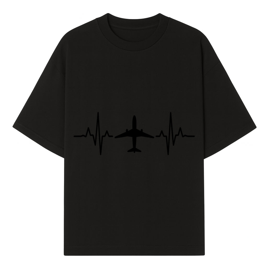 Airplane and Heartbeat Graphic Art Print - Aviation Lover Wall Decor for Travelers and Pilots - T-shirt 1758254648776.jpg