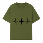 Airplane and Heartbeat Graphic Art Print - Aviation Lover Wall Decor for Travelers and Pilots - T-shirt 1758254649104.jpg