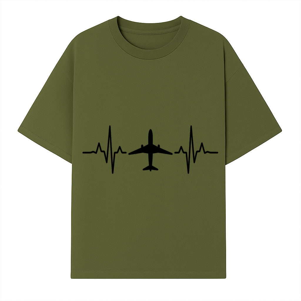 Airplane and Heartbeat Graphic Art Print - Aviation Lover Wall Decor for Travelers and Pilots - T-shirt 1758254649104.jpg