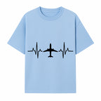 Airplane and Heartbeat Graphic Art Print - Aviation Lover Wall Decor for Travelers and Pilots - T-shirt 1758254649450.jpg