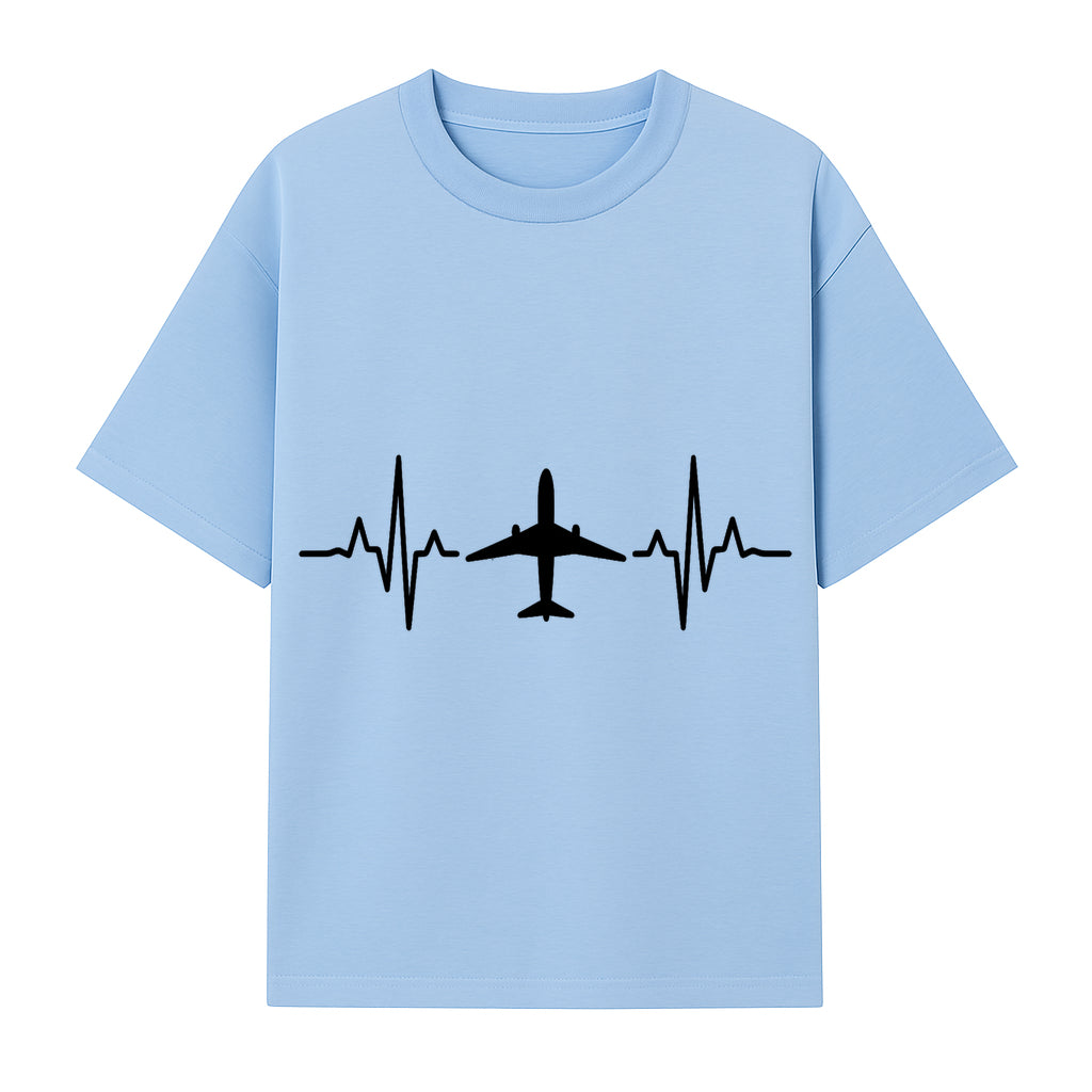 Airplane and Heartbeat Graphic Art Print - Aviation Lover Wall Decor for Travelers and Pilots - T-shirt 1758254649450.jpg