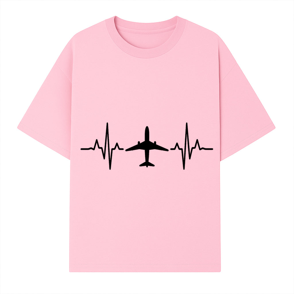 Airplane and Heartbeat Graphic Art Print - Aviation Lover Wall Decor for Travelers and Pilots - T-shirt 1758254649604.jpg