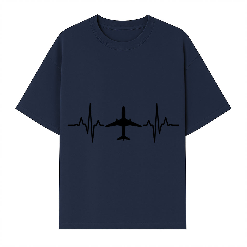 Airplane and Heartbeat Graphic Art Print - Aviation Lover Wall Decor for Travelers and Pilots - T-shirt 1758254649902.jpg