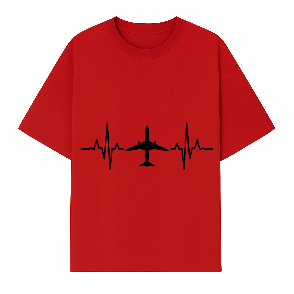 Airplane and Heartbeat Graphic Art Print - Aviation Lover Wall Decor for Travelers and Pilots - T-shirt 1758254650086.jpg
