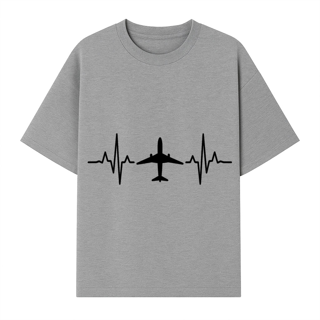 Airplane and Heartbeat Graphic Art Print - Aviation Lover Wall Decor for Travelers and Pilots - T-shirt 1758254650208.jpg
