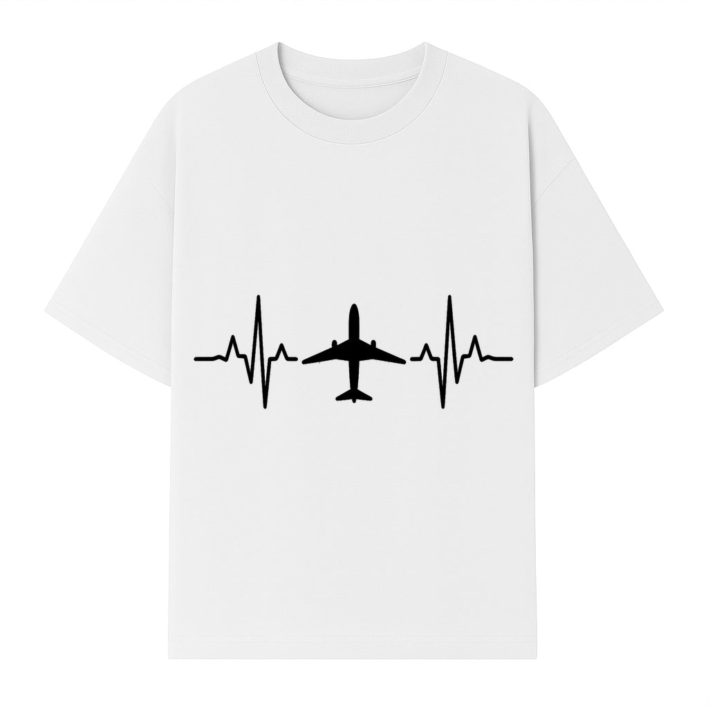 Airplane and Heartbeat Graphic Art Print - Aviation Lover Wall Decor for Travelers and Pilots - T-shirt 1758254650368.jpg