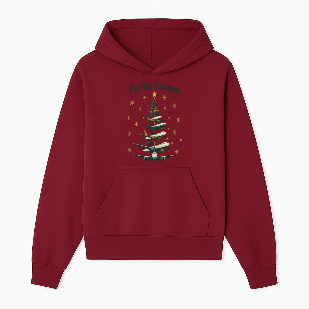 'Tis the Season Airplane Christmas Tree Graphic Tee - Holiday Travel Shirt for Pilots and Aviation Enthusiasts - Hoodie 1758254651585.jpg