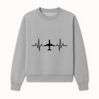 Airplane and Heartbeat Graphic Art Print - Aviation Lover Wall Decor for Travelers and Pilots - Sweatshirt 1758254651824.jpg