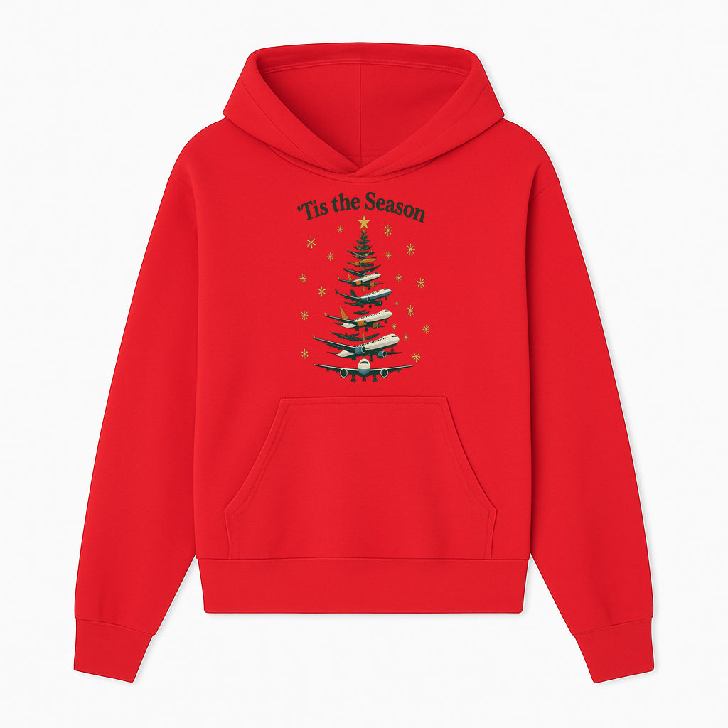 'Tis the Season Airplane Christmas Tree Graphic Tee - Holiday Travel Shirt for Pilots and Aviation Enthusiasts - Hoodie 1758254651891.jpg