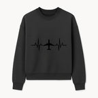 Airplane and Heartbeat Graphic Art Print - Aviation Lover Wall Decor for Travelers and Pilots - Sweatshirt 1758254652182.jpg