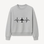 Airplane and Heartbeat Graphic Art Print - Aviation Lover Wall Decor for Travelers and Pilots - Sweatshirt 1758254652496.jpg