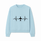 Airplane and Heartbeat Graphic Art Print - Aviation Lover Wall Decor for Travelers and Pilots - Sweatshirt 1758254652672.jpg
