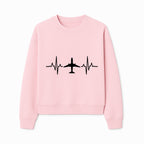 Airplane and Heartbeat Graphic Art Print - Aviation Lover Wall Decor for Travelers and Pilots - Sweatshirt 1758254652869.jpg