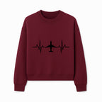 Airplane and Heartbeat Graphic Art Print - Aviation Lover Wall Decor for Travelers and Pilots - Sweatshirt 1758254652999.jpg