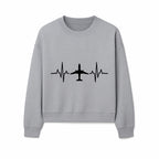 Airplane and Heartbeat Graphic Art Print - Aviation Lover Wall Decor for Travelers and Pilots - Sweatshirt 1758254653456.jpg