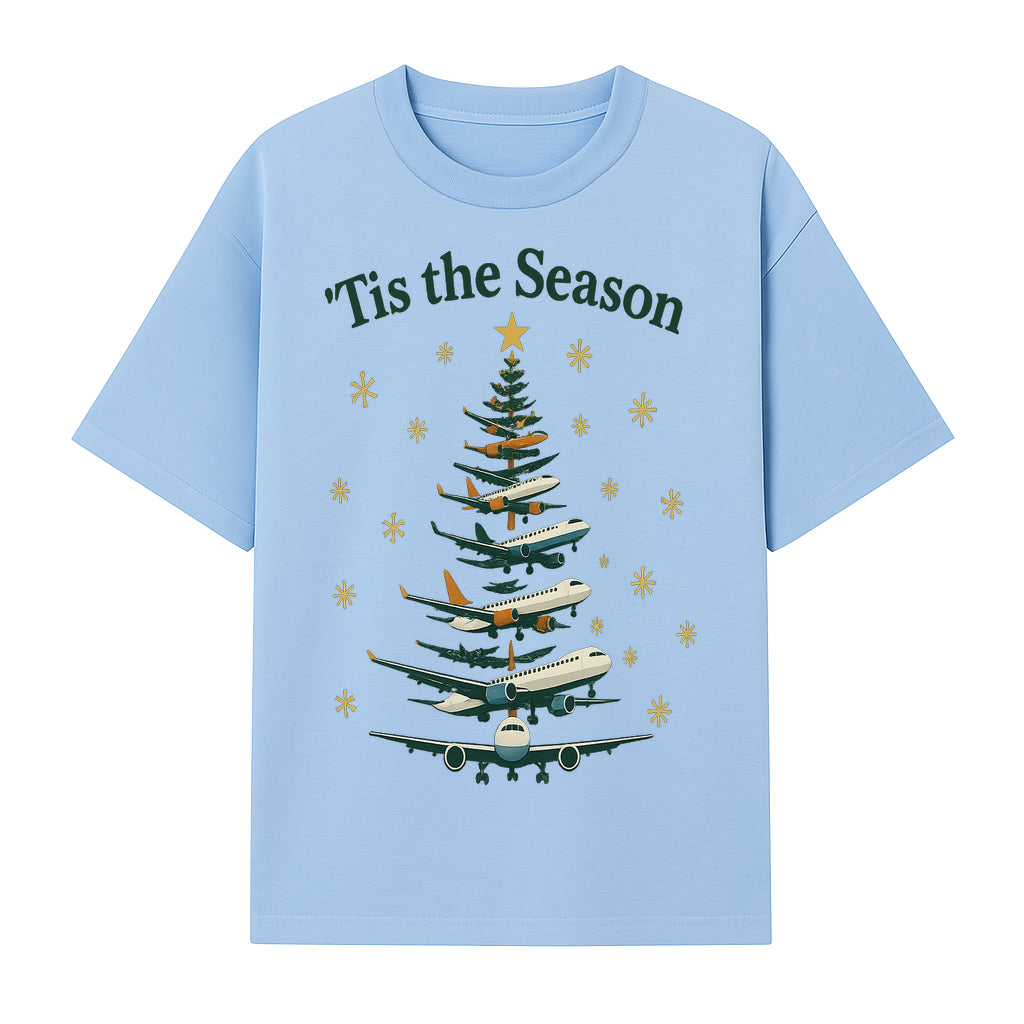'Tis the Season Airplane Christmas Tree Graphic Tee - Holiday Travel Shirt for Pilots and Aviation Enthusiasts - T-shirt 1758254654577.jpg