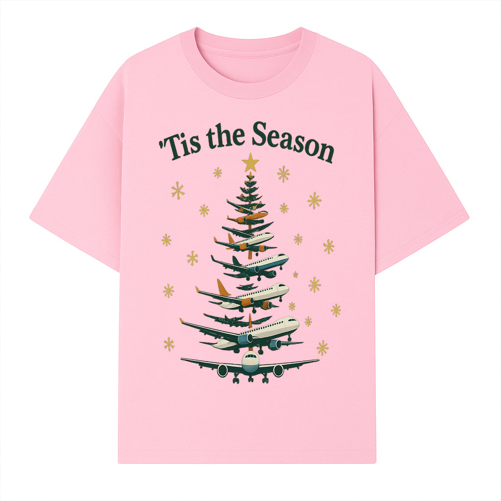 'Tis the Season Airplane Christmas Tree Graphic Tee - Holiday Travel Shirt for Pilots and Aviation Enthusiasts - T-shirt 1758254654720.jpg