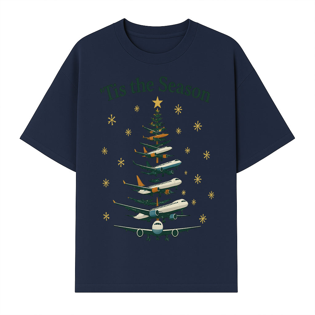 'Tis the Season Airplane Christmas Tree Graphic Tee - Holiday Travel Shirt for Pilots and Aviation Enthusiasts - T-shirt 1758254655057.jpg