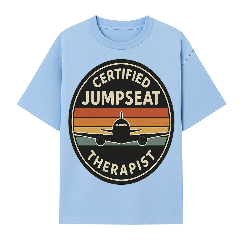 Certified Jumpseat Therapist Vintage Airplane Patch | Retro Aviation Enthusiast Gift | Airline Cabin Crew Humor Decor - T-shirt 1758254685073.jpg