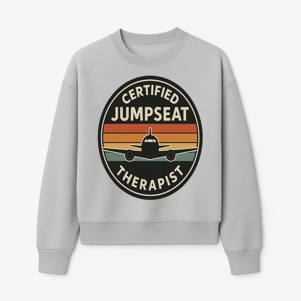 Certified Jumpseat Therapist Vintage Airplane Patch | Retro Aviation Enthusiast Gift | Airline Cabin Crew Humor Decor - Sweatshirt 1758254688211.jpg