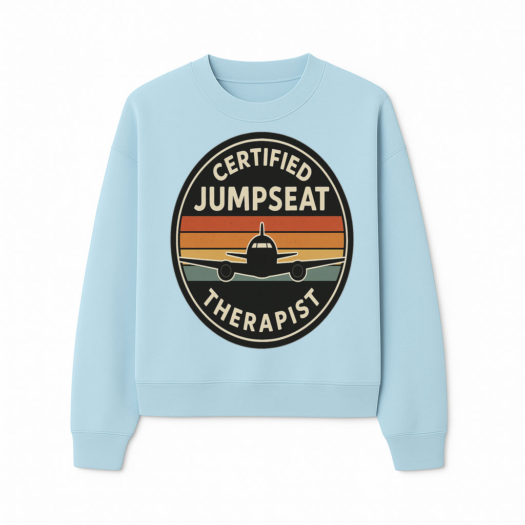 Certified Jumpseat Therapist Vintage Airplane Patch | Retro Aviation Enthusiast Gift | Airline Cabin Crew Humor Decor - Sweatshirt 1758254688340.jpg
