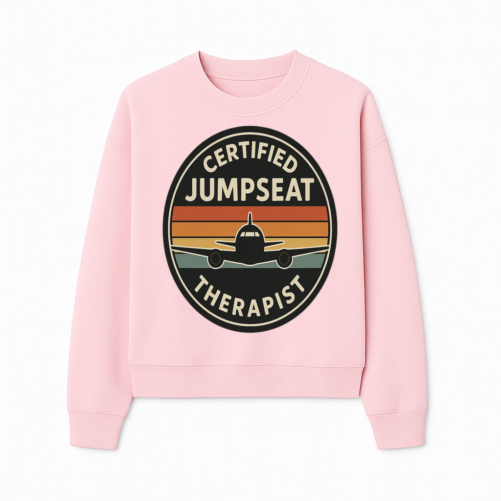 Certified Jumpseat Therapist Vintage Airplane Patch | Retro Aviation Enthusiast Gift | Airline Cabin Crew Humor Decor - Sweatshirt 1758254688523.jpg