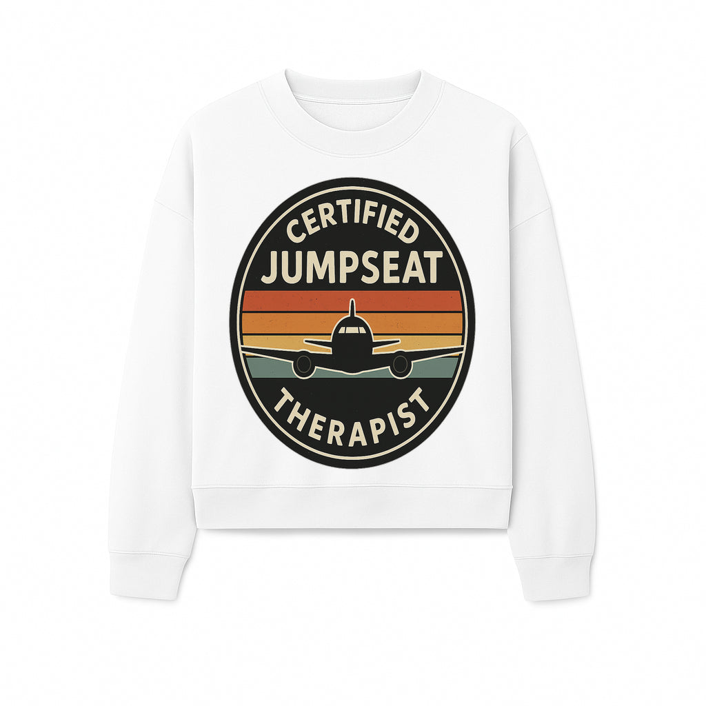 Certified Jumpseat Therapist Vintage Airplane Patch | Retro Aviation Enthusiast Gift | Airline Cabin Crew Humor Decor - Sweatshirt 1758254689267.jpg
