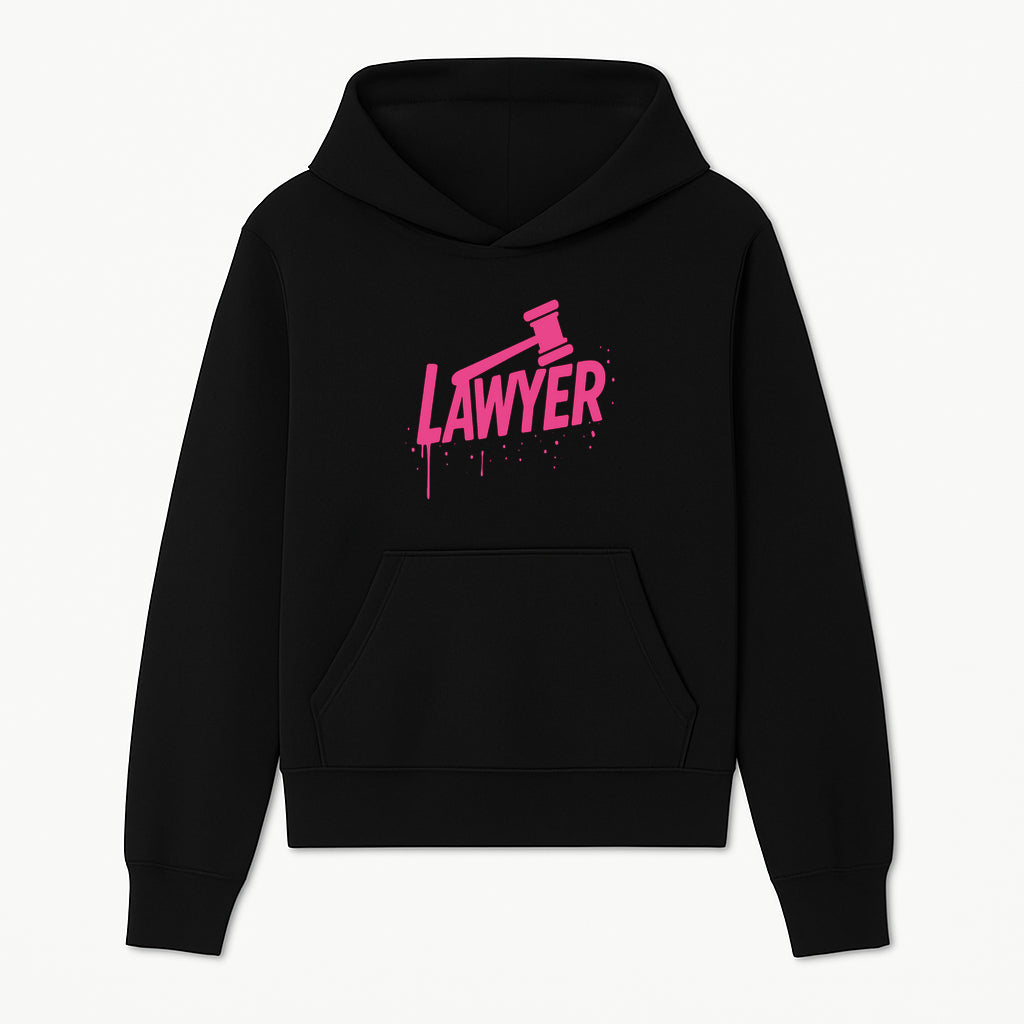 Bold Pink Lawyer Sign with Gavel Graphic for Legal Office or Law Firm Decor, Modern Studio Wall Art, Gift for Attorneys and Lawyers - Hoodie 1758263724186.jpg