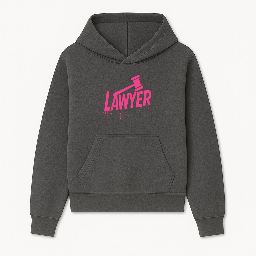 Bold Pink Lawyer Sign with Gavel Graphic for Legal Office or Law Firm Decor, Modern Studio Wall Art, Gift for Attorneys and Lawyers - Hoodie 1758263724301.jpg