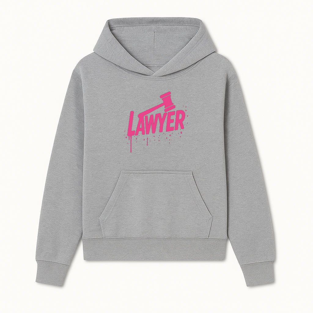 Bold Pink Lawyer Sign with Gavel Graphic for Legal Office or Law Firm Decor, Modern Studio Wall Art, Gift for Attorneys and Lawyers - Hoodie 1758263724646.jpg