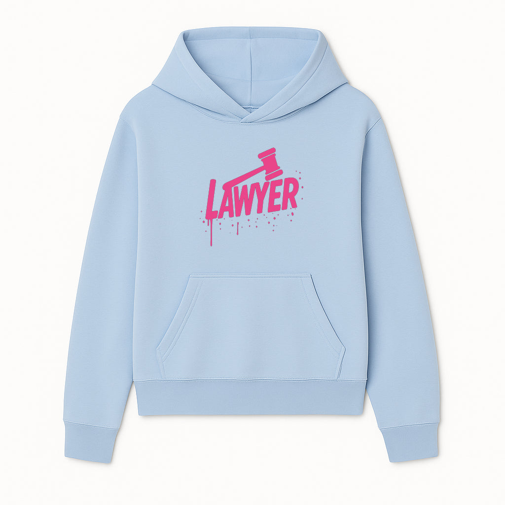 Bold Pink Lawyer Sign with Gavel Graphic for Legal Office or Law Firm Decor, Modern Studio Wall Art, Gift for Attorneys and Lawyers - Hoodie 1758263724795.jpg