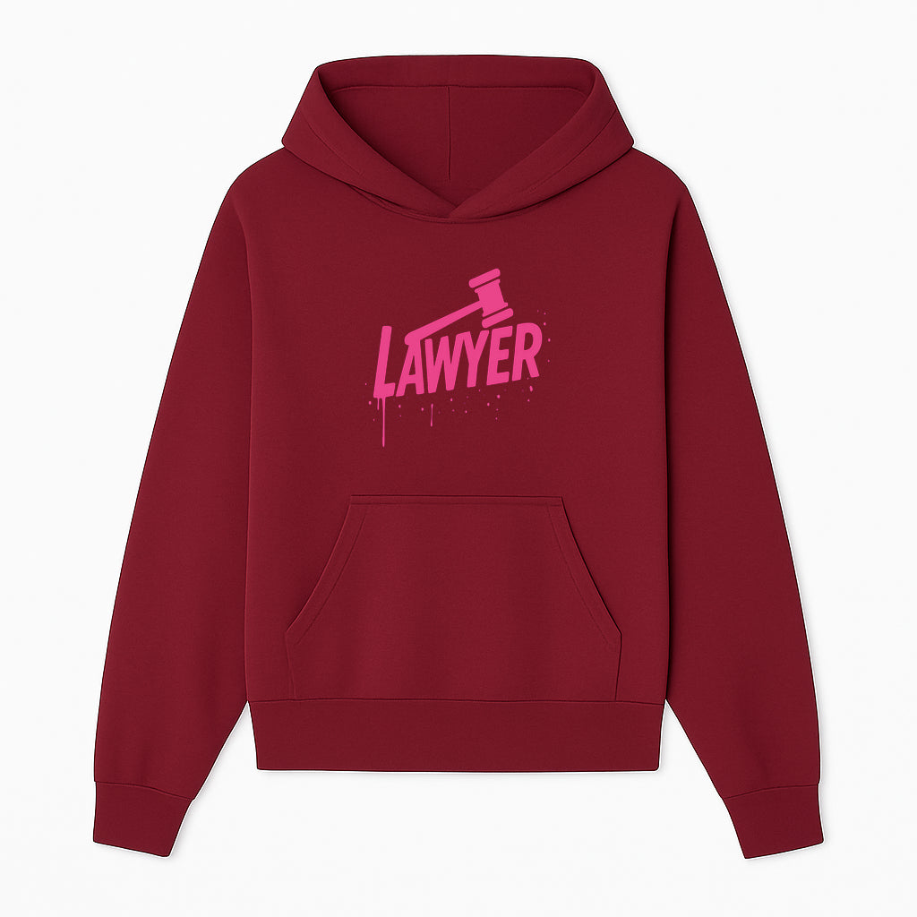 Bold Pink Lawyer Sign with Gavel Graphic for Legal Office or Law Firm Decor, Modern Studio Wall Art, Gift for Attorneys and Lawyers - Hoodie 1758263725056.jpg