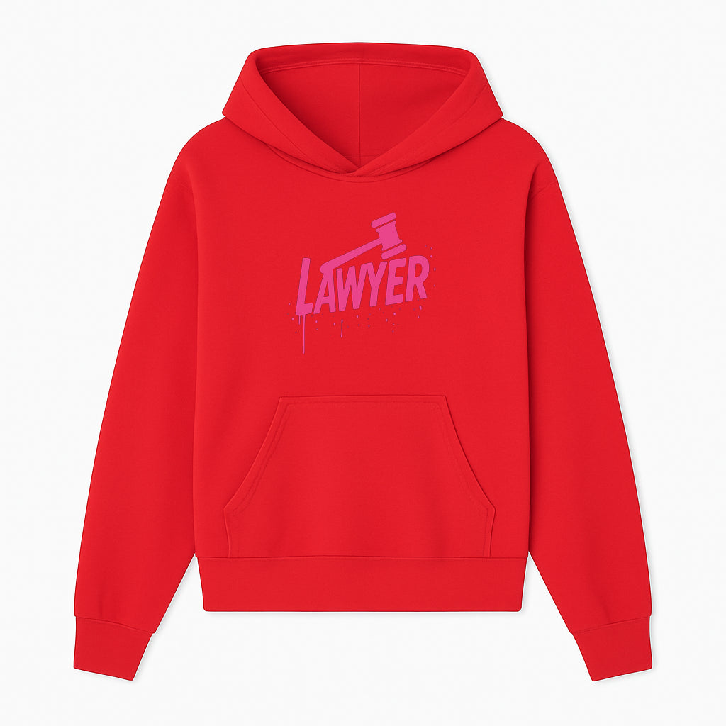 Bold Pink Lawyer Sign with Gavel Graphic for Legal Office or Law Firm Decor, Modern Studio Wall Art, Gift for Attorneys and Lawyers - Hoodie 1758263725360.jpg