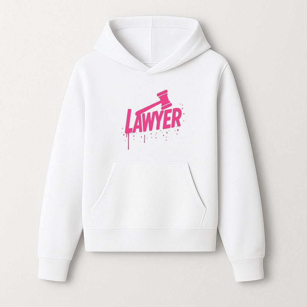 Bold Pink Lawyer Sign with Gavel Graphic for Legal Office or Law Firm Decor, Modern Studio Wall Art, Gift for Attorneys and Lawyers - Hoodie 1758263725714.jpg