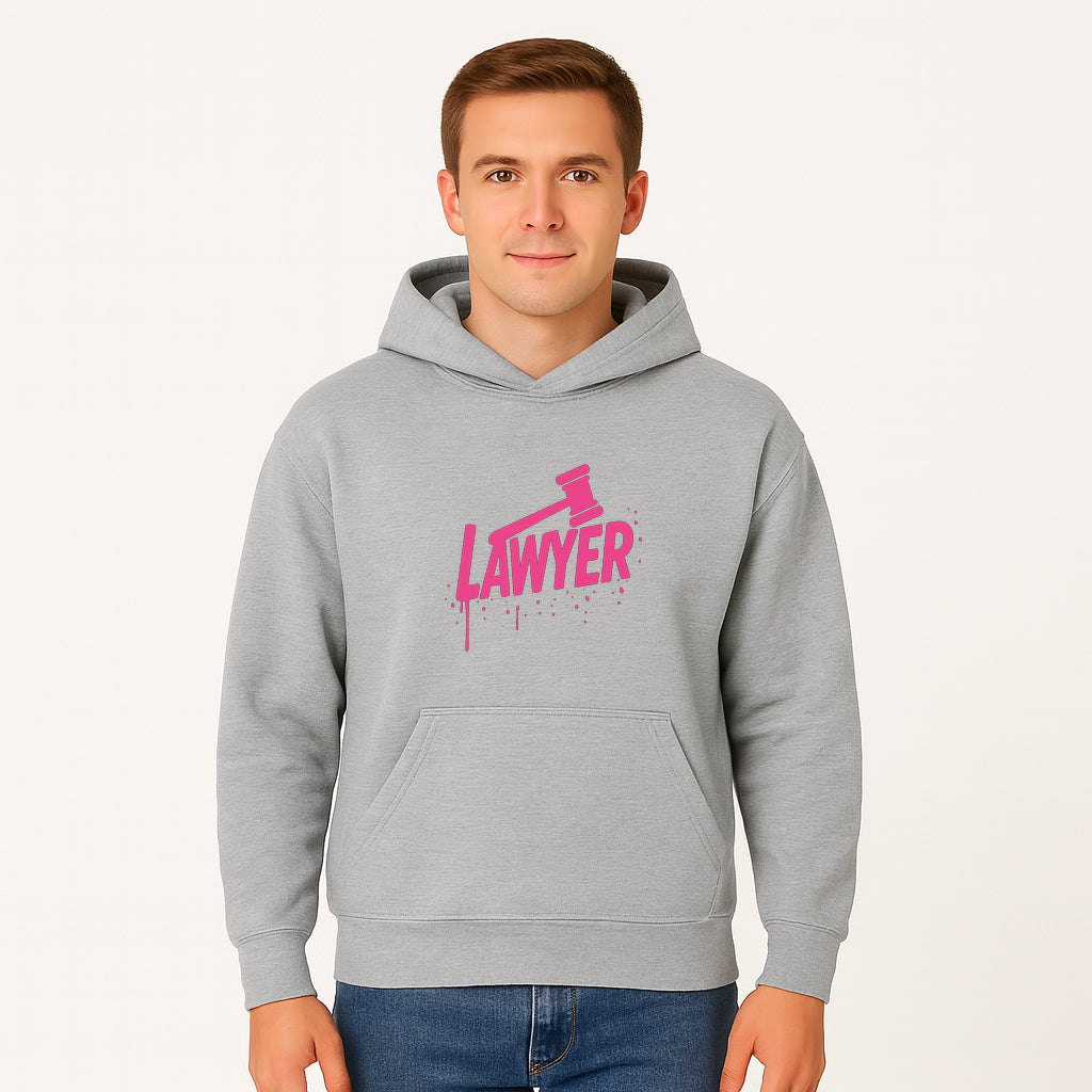 Bold Pink Lawyer Sign with Gavel Graphic for Legal Office or Law Firm Decor, Modern Studio Wall Art, Gift for Attorneys and Lawyers - Hoodie 1758263726875.jpg