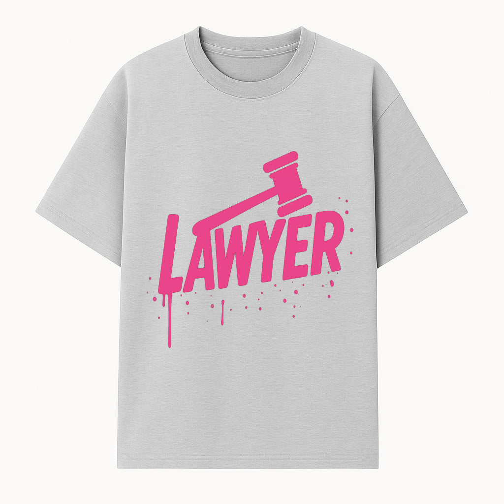 Bold Pink Lawyer Sign with Gavel Graphic for Legal Office or Law Firm Decor, Modern Studio Wall Art, Gift for Attorneys and Lawyers - T-shirt 1758263727167.jpg
