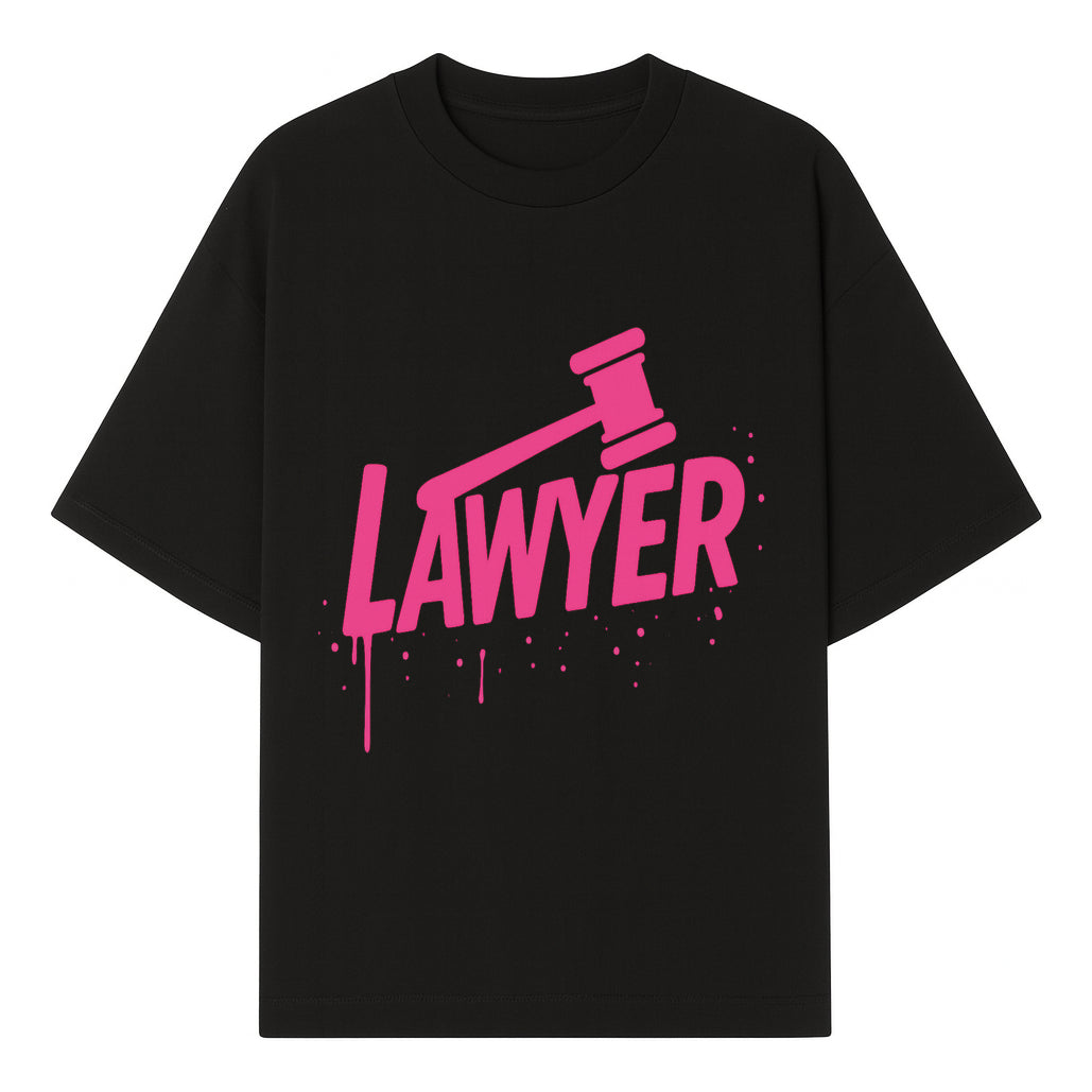 Bold Pink Lawyer Sign with Gavel Graphic for Legal Office or Law Firm Decor, Modern Studio Wall Art, Gift for Attorneys and Lawyers - T-shirt 1758263727331.jpg