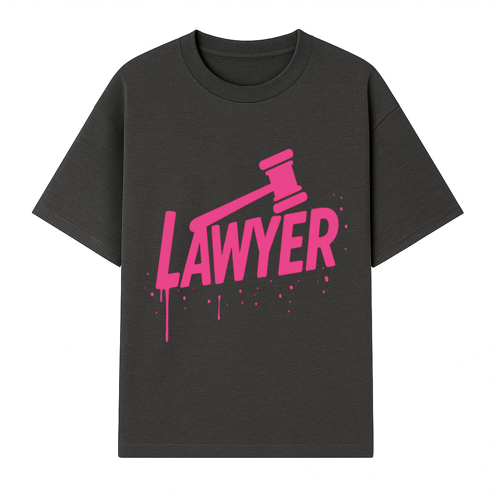 Bold Pink Lawyer Sign with Gavel Graphic for Legal Office or Law Firm Decor, Modern Studio Wall Art, Gift for Attorneys and Lawyers - T-shirt 1758263727477.jpg