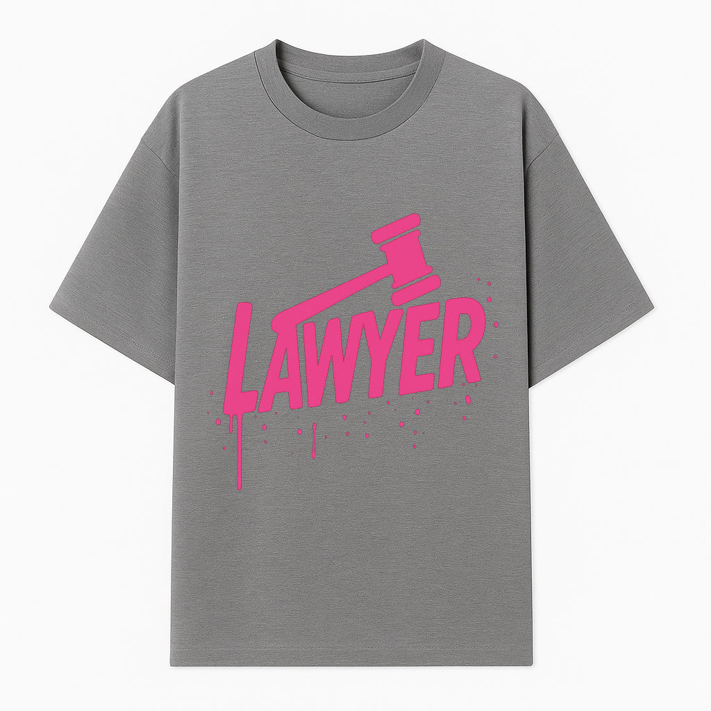Bold Pink Lawyer Sign with Gavel Graphic for Legal Office or Law Firm Decor, Modern Studio Wall Art, Gift for Attorneys and Lawyers - T-shirt 1758263727829.jpg