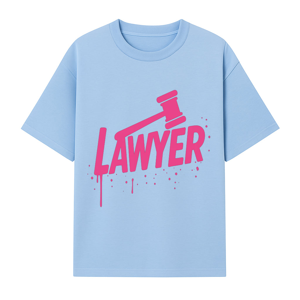 Bold Pink Lawyer Sign with Gavel Graphic for Legal Office or Law Firm Decor, Modern Studio Wall Art, Gift for Attorneys and Lawyers - T-shirt 1758263727980.jpg