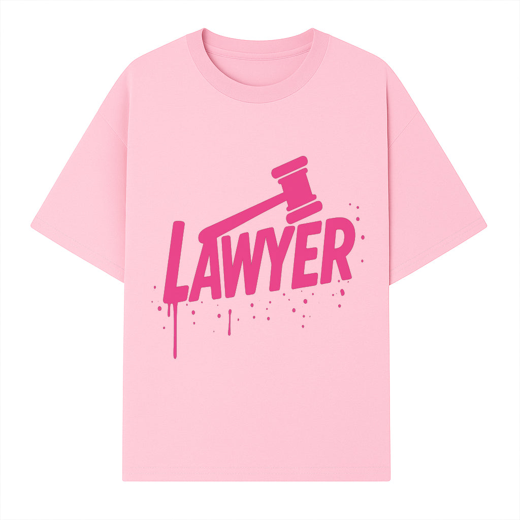 Bold Pink Lawyer Sign with Gavel Graphic for Legal Office or Law Firm Decor, Modern Studio Wall Art, Gift for Attorneys and Lawyers - T-shirt 1758263728148.jpg