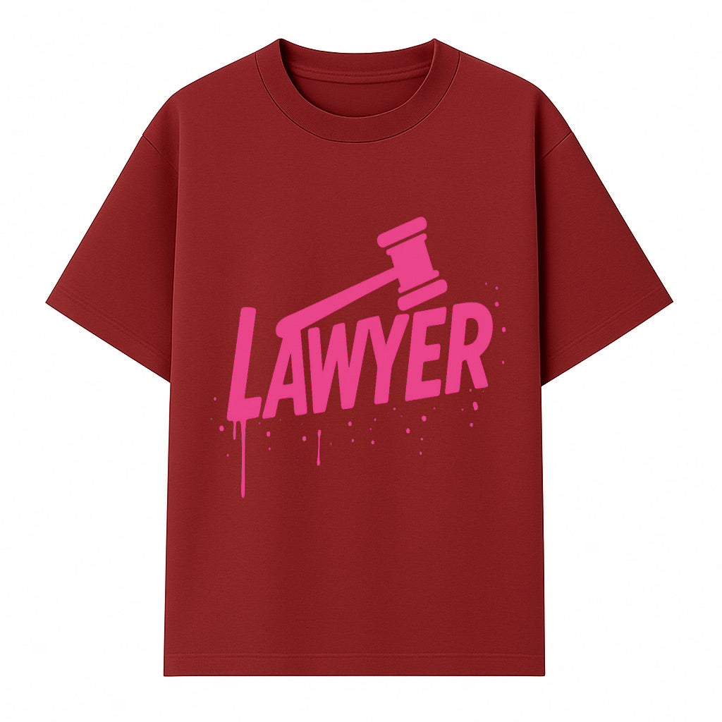 Bold Pink Lawyer Sign with Gavel Graphic for Legal Office or Law Firm Decor, Modern Studio Wall Art, Gift for Attorneys and Lawyers - T-shirt 1758263728294.jpg