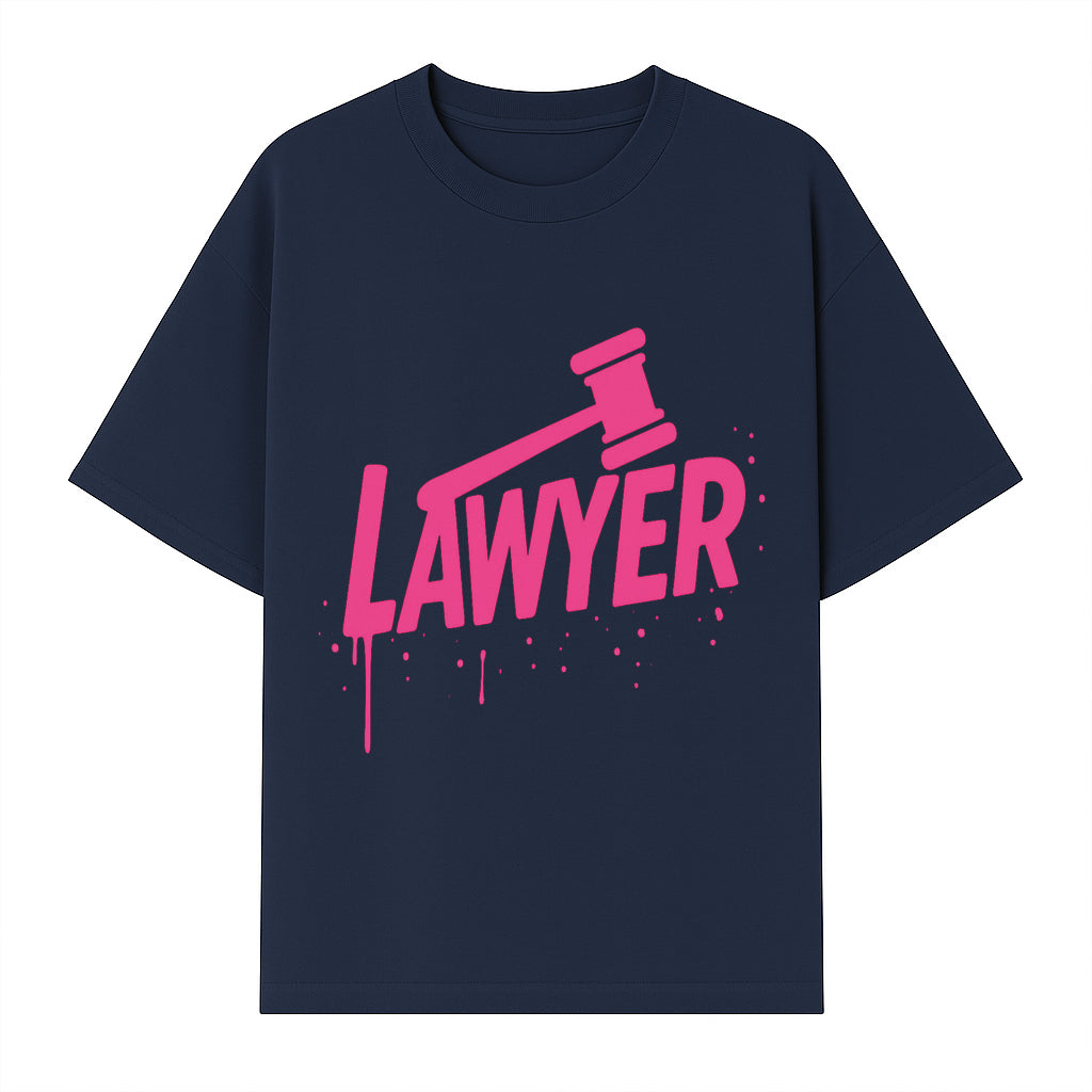 Bold Pink Lawyer Sign with Gavel Graphic for Legal Office or Law Firm Decor, Modern Studio Wall Art, Gift for Attorneys and Lawyers - T-shirt 1758263728435.jpg