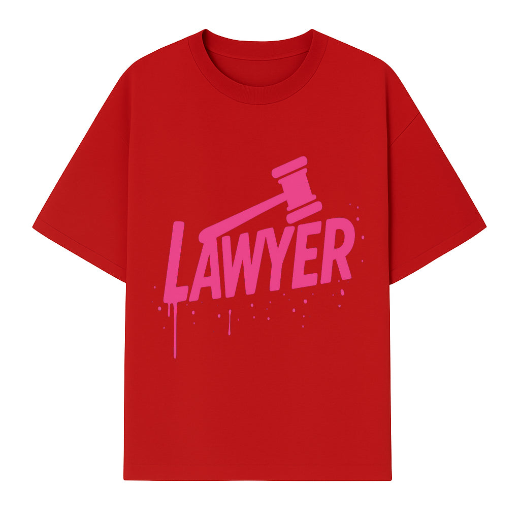 Bold Pink Lawyer Sign with Gavel Graphic for Legal Office or Law Firm Decor, Modern Studio Wall Art, Gift for Attorneys and Lawyers - T-shirt 1758263728588.jpg