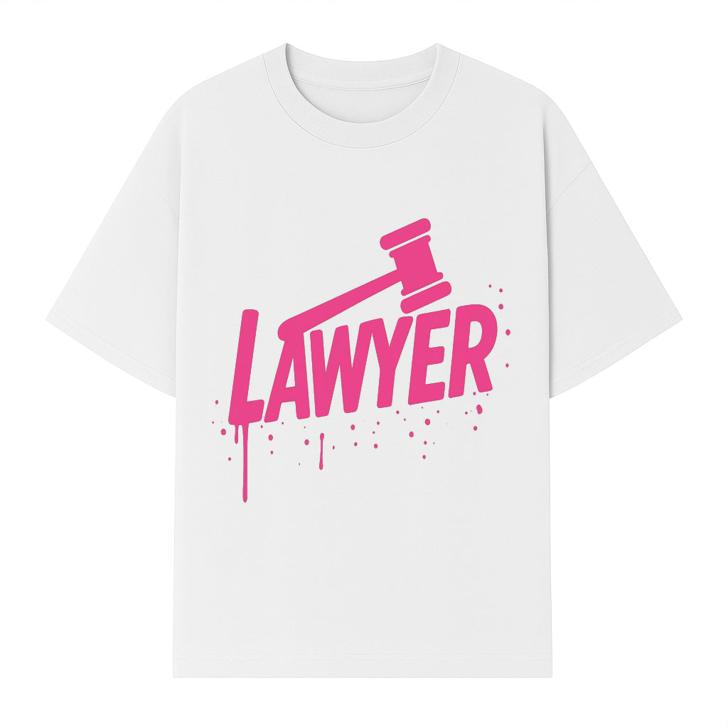 Bold Pink Lawyer Sign with Gavel Graphic for Legal Office or Law Firm Decor, Modern Studio Wall Art, Gift for Attorneys and Lawyers - T-shirt 1758263728972.jpg
