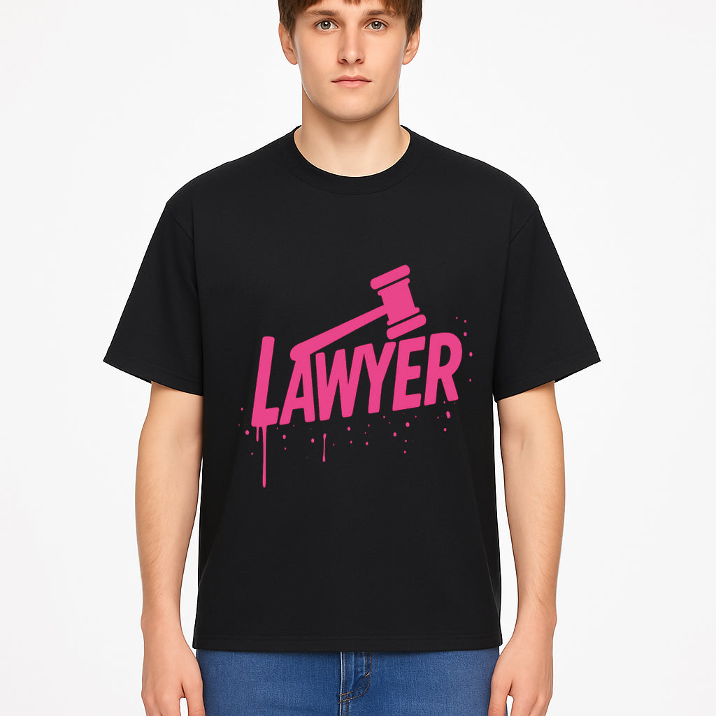 Bold Pink Lawyer Sign with Gavel Graphic for Legal Office or Law Firm Decor, Modern Studio Wall Art, Gift for Attorneys and Lawyers - T-shirt 1758263730114.jpg