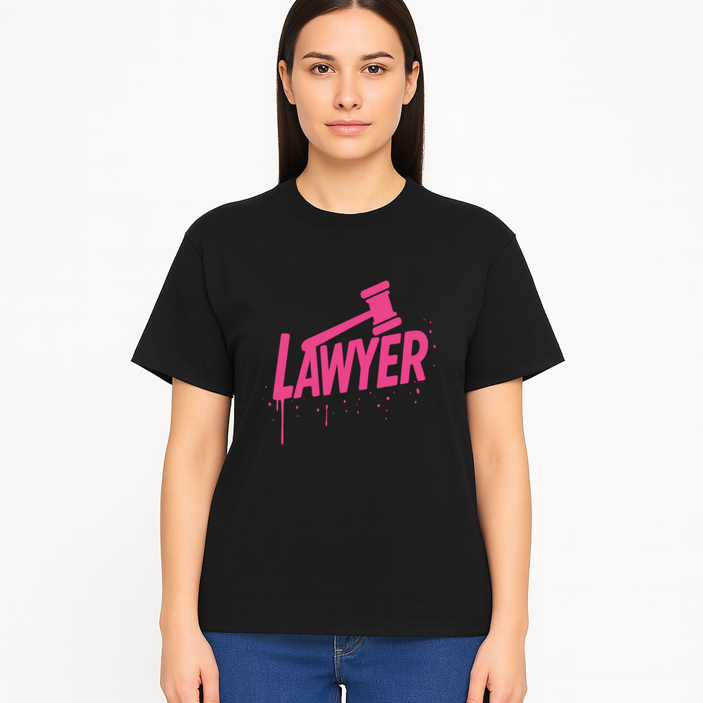 Bold Pink Lawyer Sign with Gavel Graphic for Legal Office or Law Firm Decor, Modern Studio Wall Art, Gift for Attorneys and Lawyers - T-shirt 1758263730243.jpg