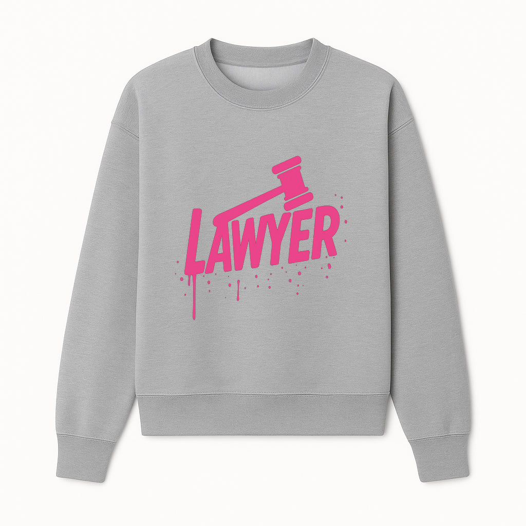 Bold Pink Lawyer Sign with Gavel Graphic for Legal Office or Law Firm Decor, Modern Studio Wall Art, Gift for Attorneys and Lawyers - Sweatshirt 1758263730392.jpg